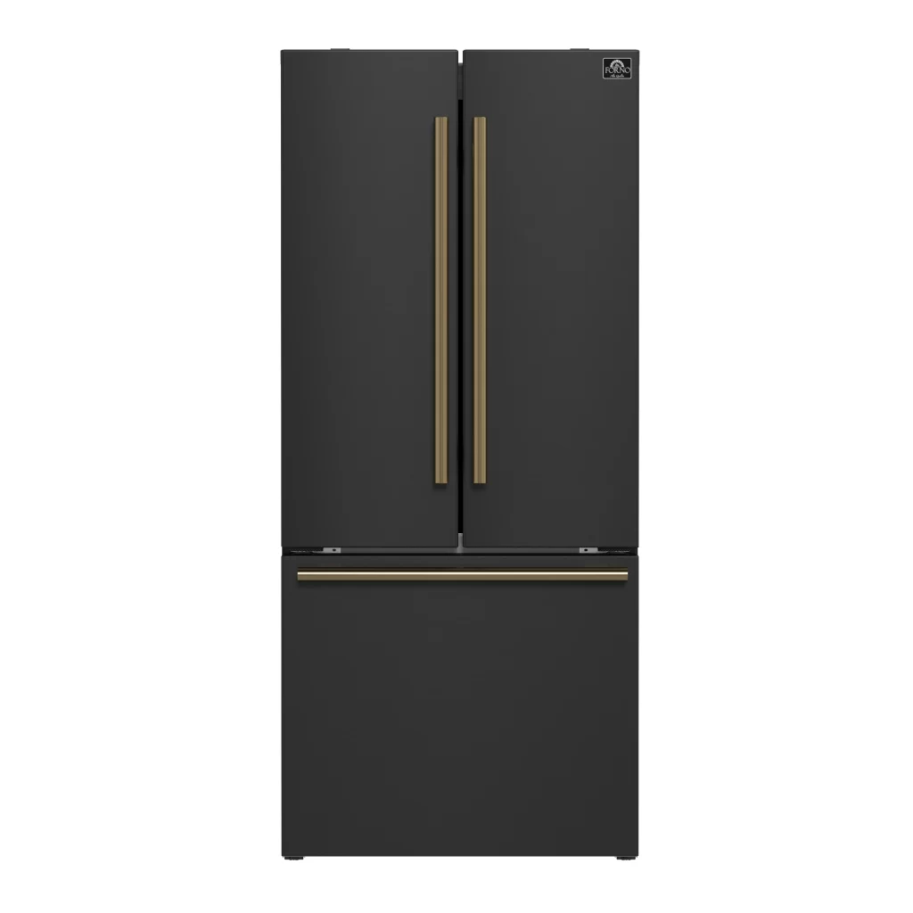 Gallipoli Espresso 30-Inch Black French Door Refrigerator, Bottom Freezer, 17.5 Cu. Ft., No Frost, Ice Maker