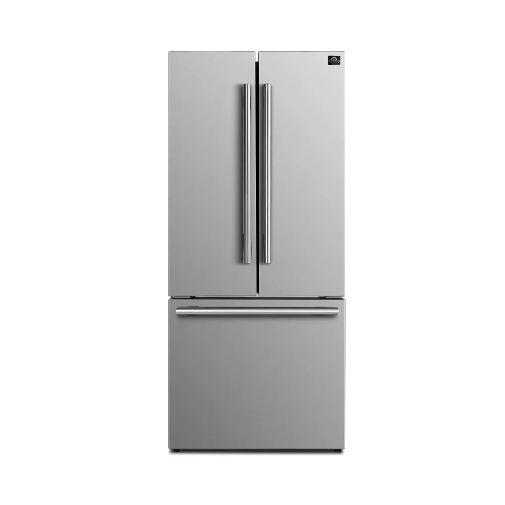 Gallipoli 30-Inch French Door Refrigerator with Bottom Freezer, 17.5 cu.ft Capacity, Stainless Steel, No Frost Technology, Built-In Ice Maker, Energy Efficient