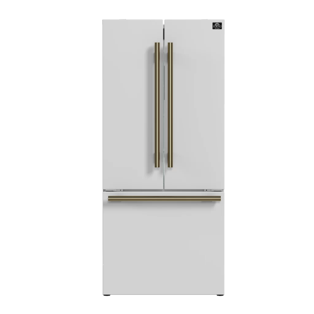 Gallipoli Espresso 30-Inch White French Door Refrigerator, Bottom Freezer, 17.5 Cu. Ft., No Frost, Ice Maker
