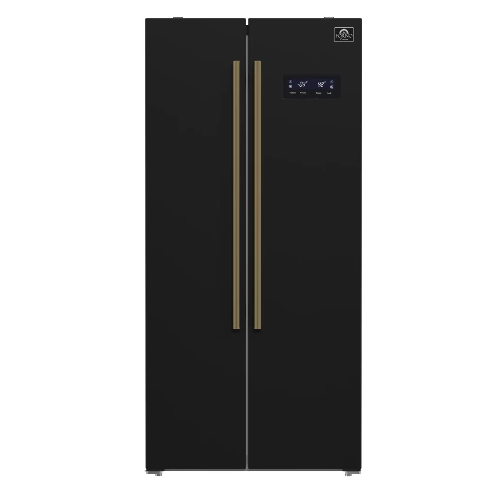 Salerno Espresso 33-Inch Black Side-by-Side Refrigerator, 15.6 Cu. Ft., Energy-Efficient, No Frost, Modern Design