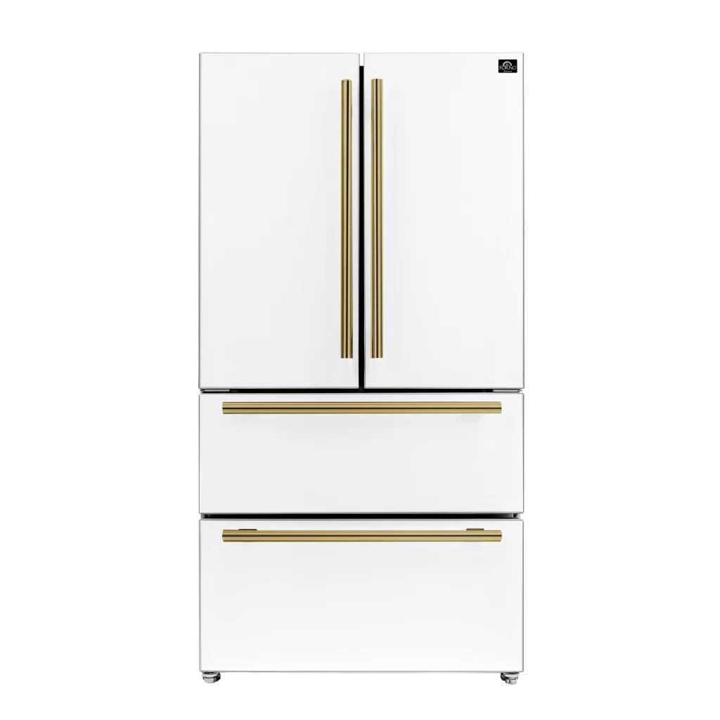 Moena Espresso 36-Inch White French Door Refrigerator, 19.2 Cu. Ft., Frost-Free, Automatic Ice Maker, ENERGY STAR Certified