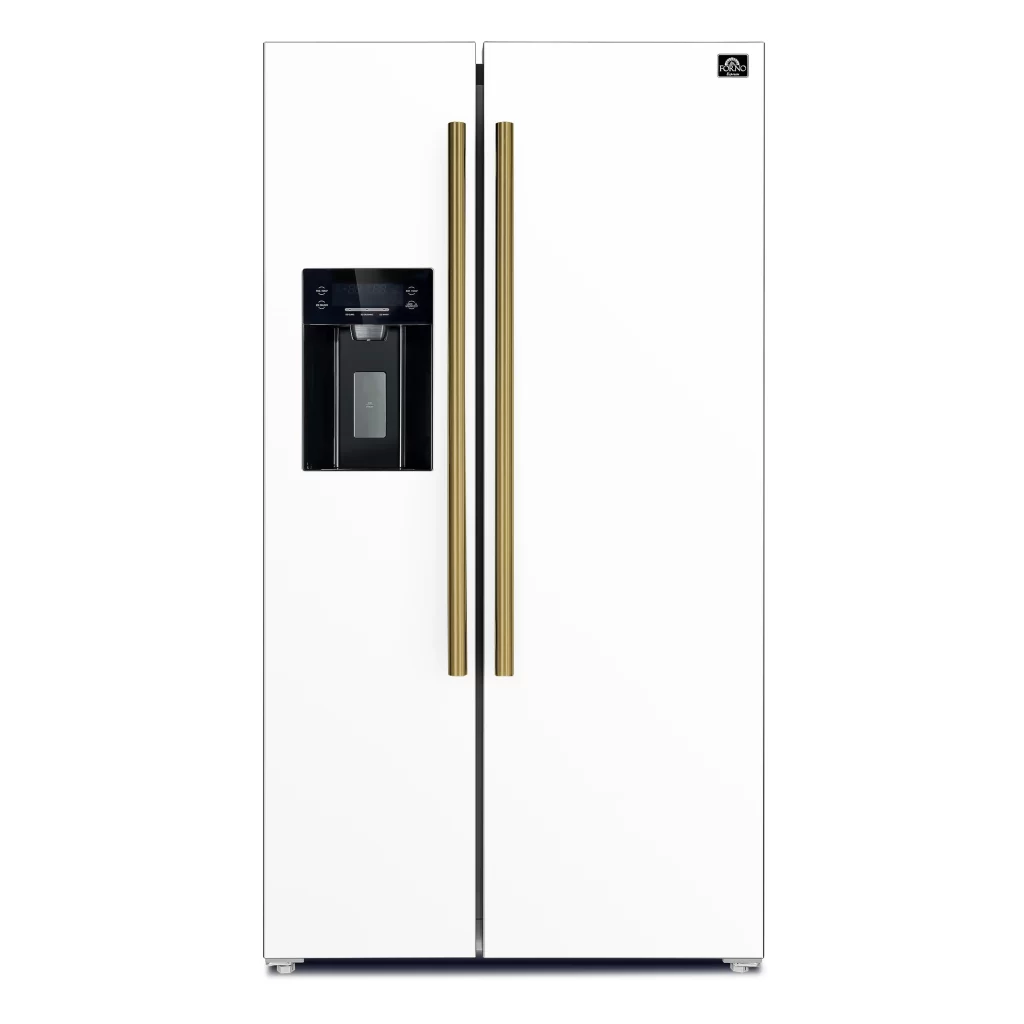Salerno Espresso 36-Inch White Side-by-Side Refrigerator, 20 Cu. Ft., Frost-Free, Ice & Water Dispenser, ENERGY STAR Certified