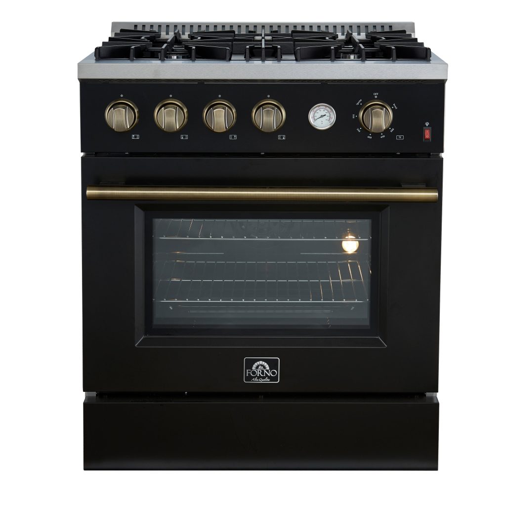 Marco 30-inch Gas Range & Antique Brass Design, 4 Burners 37,000 BTU, 4.32 cu.ft. Convection Oven