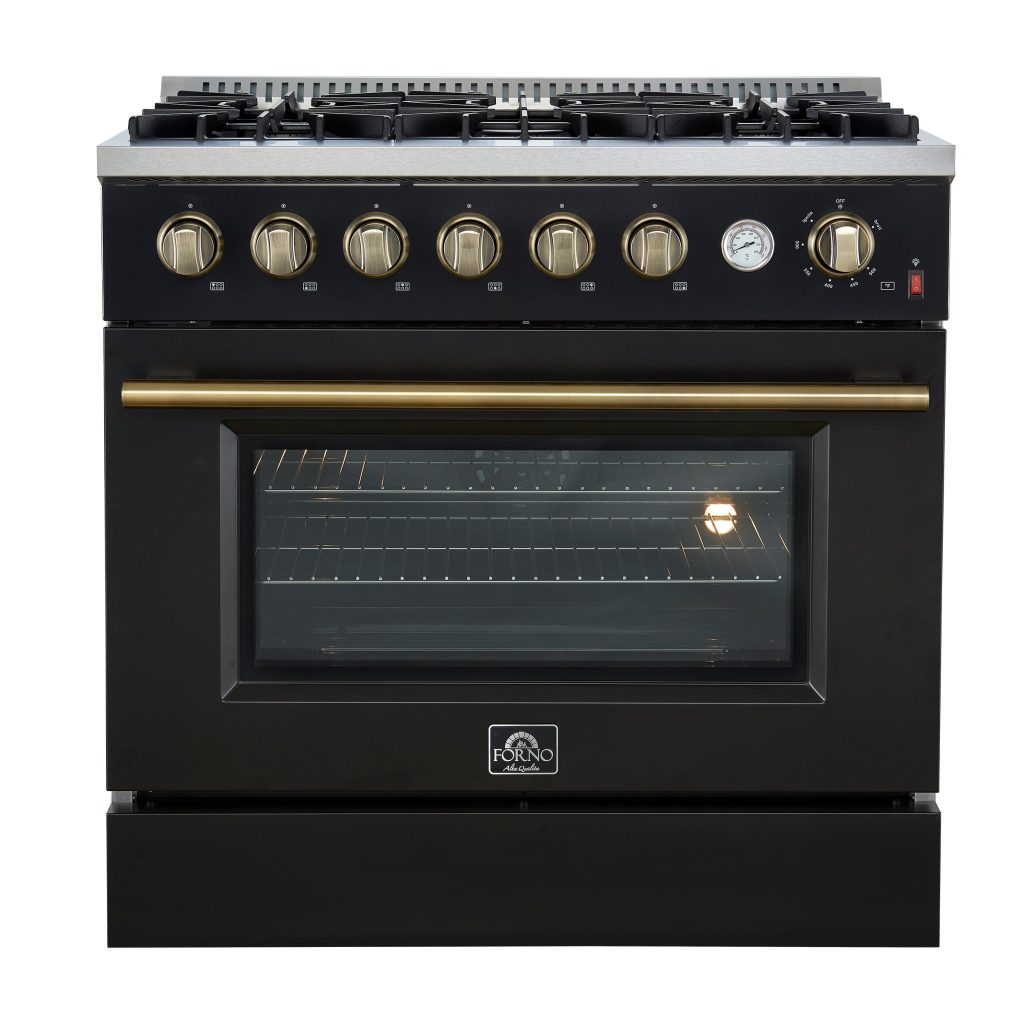 Marco 36-Inch Gas Range & Antique Brass Design, 6 Burners 67,000 BTU, 5.36 cu.ft. Convection Oven