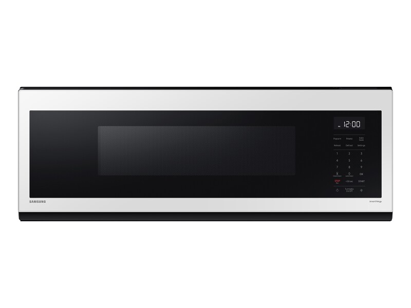 1.1 cu. ft. Bespoke Smart SLIM Over-the-Range Microwave with 400 CFM Hood Ventilation, Wi-Fi & Voice Control in White Glass