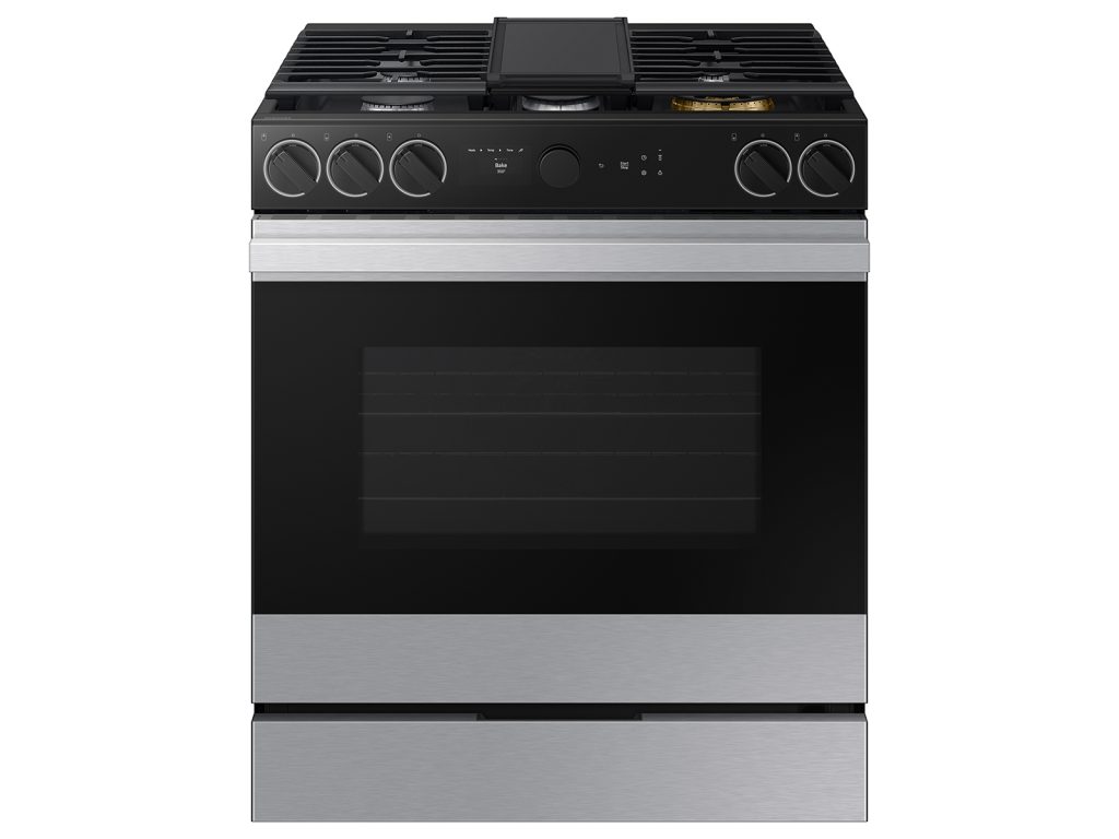 Bespoke Slide-in Gas Range Smart Oven Camera | Illuminated Precision Knobs 6.3 cu.ft.