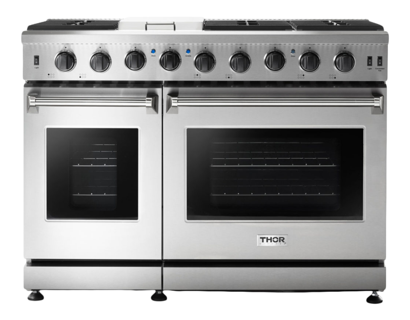 48 Inch Liquid Propane Range, 6 Burner Griddle Double Oven Thor Kitchen