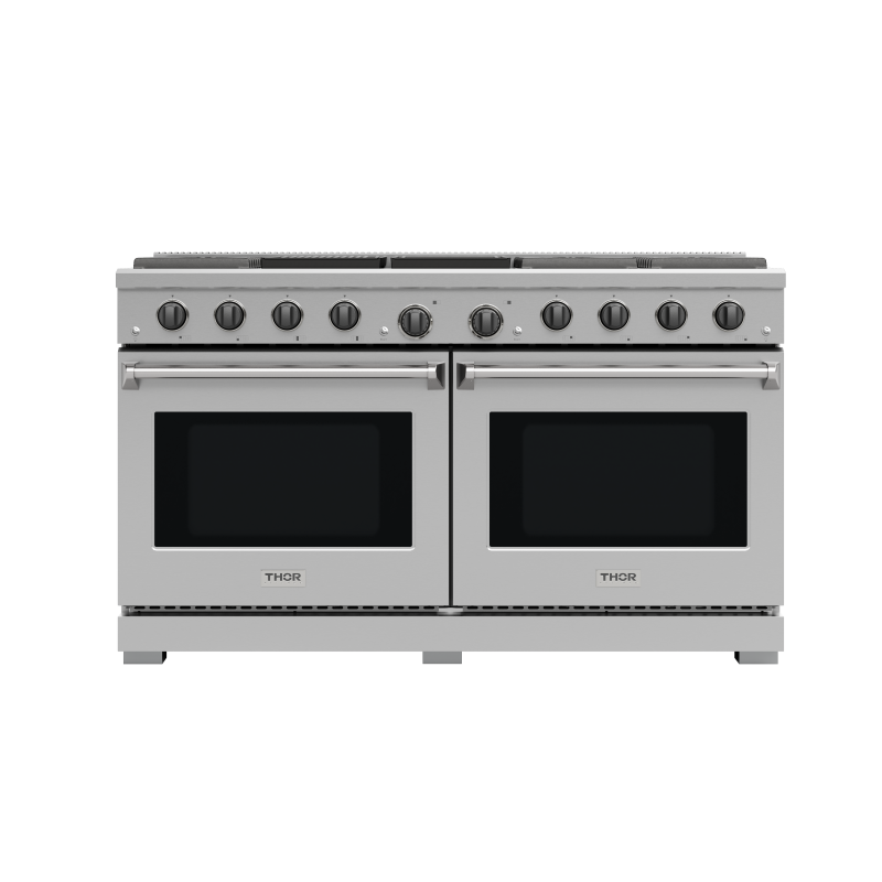 60 Inch Gas Range, 8 Burner Double Oven