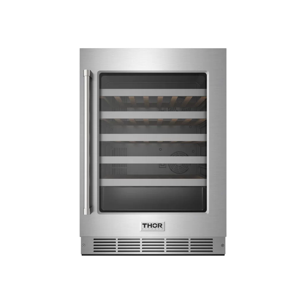 24 Inch Single Zone Wine Cooler, 46 Wine Bottle Capacity Thor Kitchen