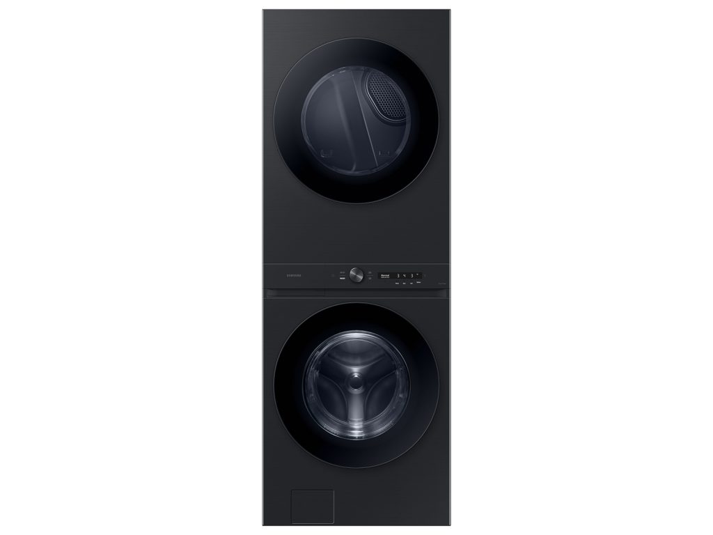 Bespoke AI Laundry Hub™ 4.6 cu. ft. Large Capacity Single Unit Washer with Flex Auto Dispense System and 7.6 cu. ft. Gas Dryer in Brushed Black