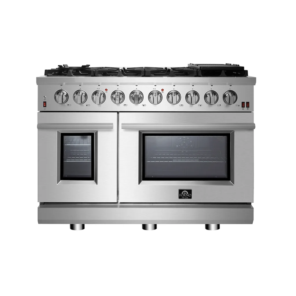 Massimo 48-Inch Freestanding Gas Range, 8 Burners, True Convection Oven