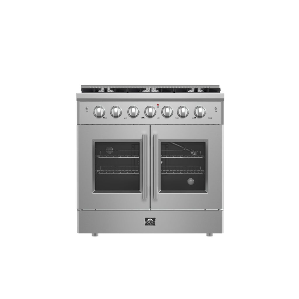 Galiano 36-Inch Freestanding French Door Gas Range, 6 Burners, Convection Oven, Energy Efficient