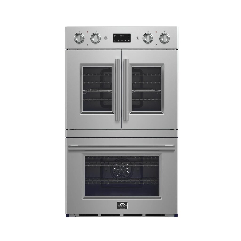 Gallico 30-Inch Electric French Door Double Oven, Stainless Steel, Convection Cooking, Touch Control Panel, Self-Cleaning Function