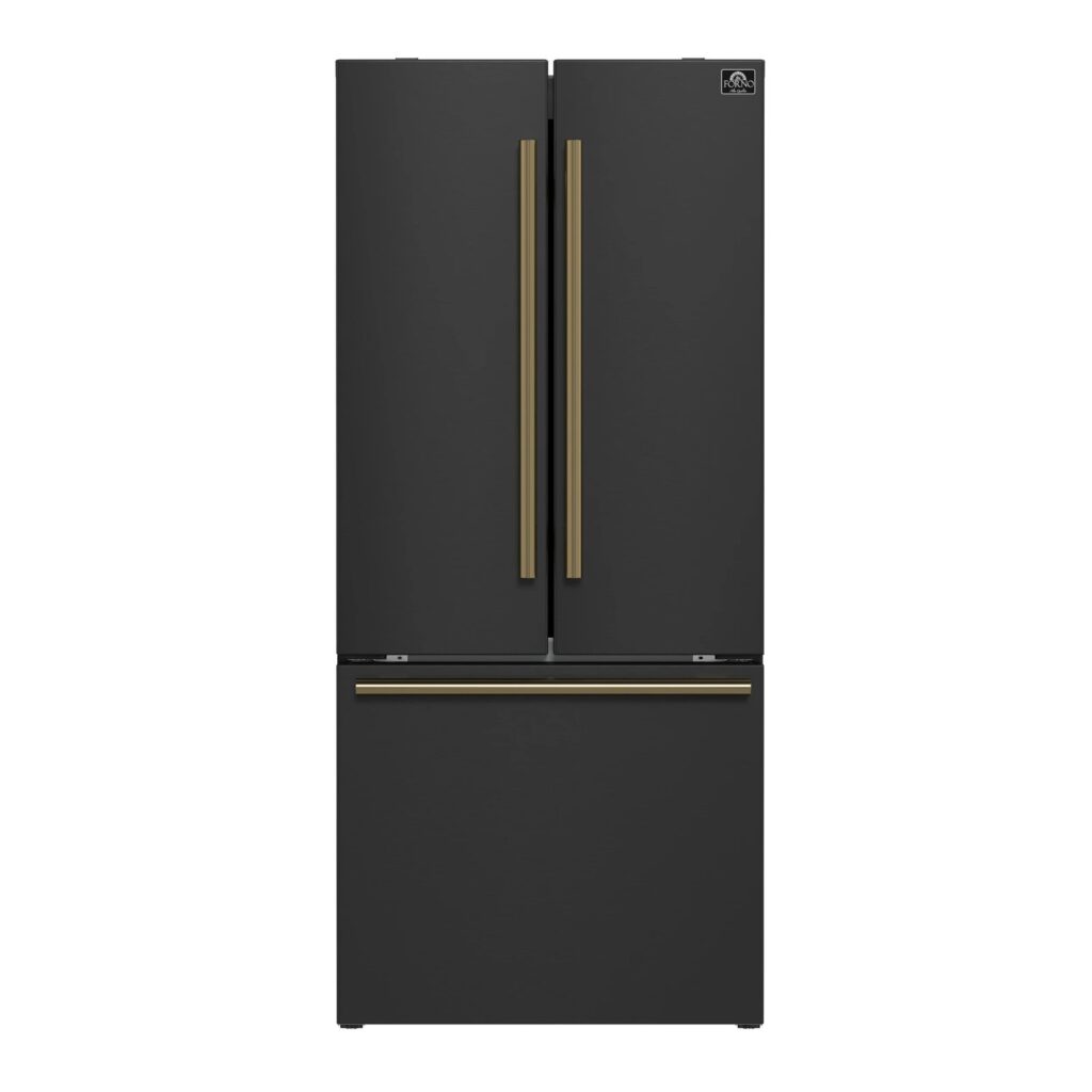 Gallipoli Espresso 30-Inch Black French Door Refrigerator, Bottom Freezer, 17.5 Cu. Ft., No Frost, Ice Maker