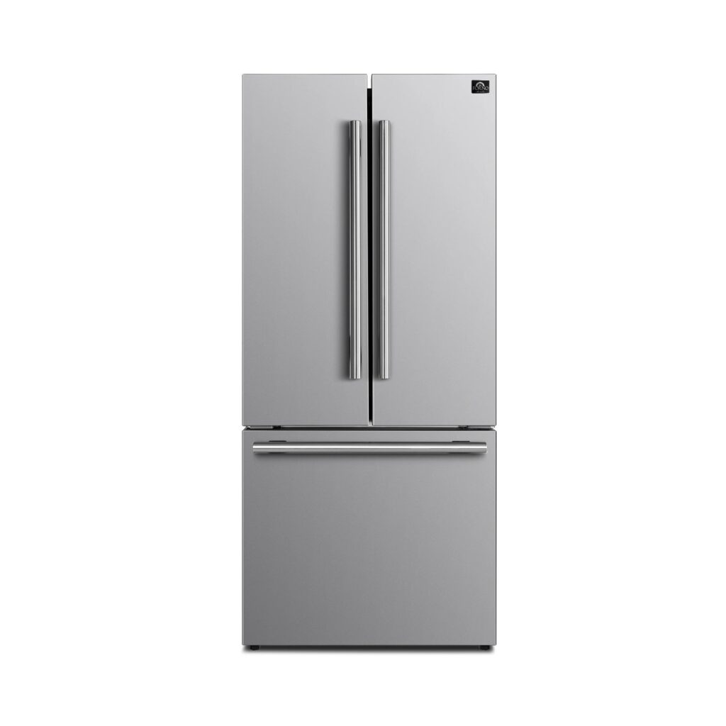 Gallipoli 30-Inch French Door Refrigerator with Bottom Freezer, 17.5 cu.ft Capacity, Stainless Steel, No Frost Technology, Built-In Ice Maker, Energy Efficient