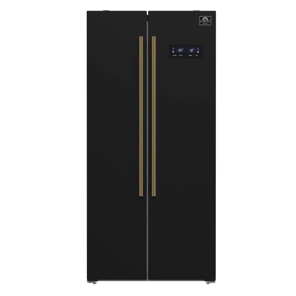 Salerno Espresso 33-Inch Black Side-by-Side Refrigerator, 15.6 Cu. Ft., Energy-Efficient, No Frost, Modern Design