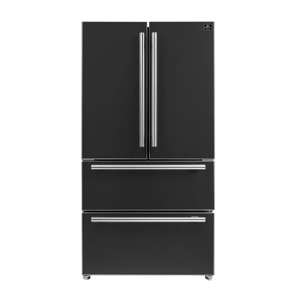 Moena Espresso 36-Inch Black French Door Refrigerator, 19.2 Cu. Ft., Frost-Free, Automatic Ice Maker, ENERGY STAR Certified