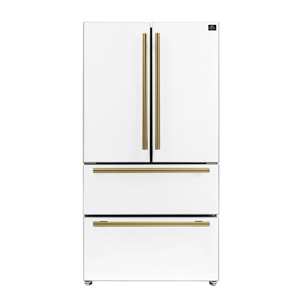 Moena Espresso 36-Inch White French Door Refrigerator, 19.2 Cu. Ft., Frost-Free, Automatic Ice Maker, ENERGY STAR Certified
