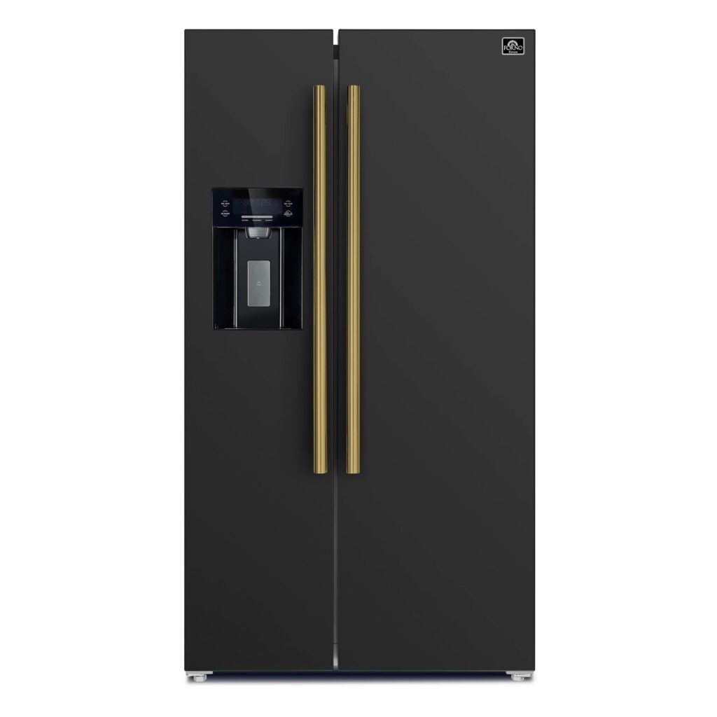 Salerno Espresso 36-Inch Black Side-by-Side Refrigerator, 20 Cu. Ft., Frost-Free, Ice & Water Dispenser, ENERGY STAR Certified