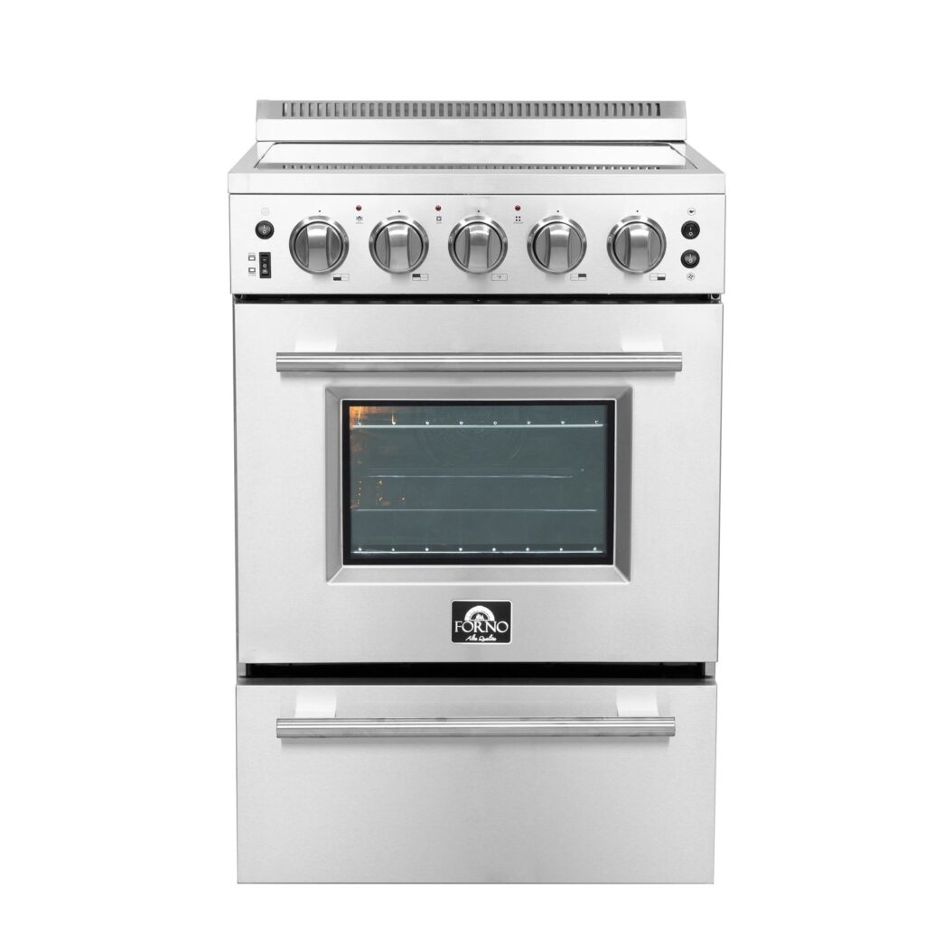 Loiano 24 Inch Freestanding Electric Range Stainless Steel with Storage Drawer