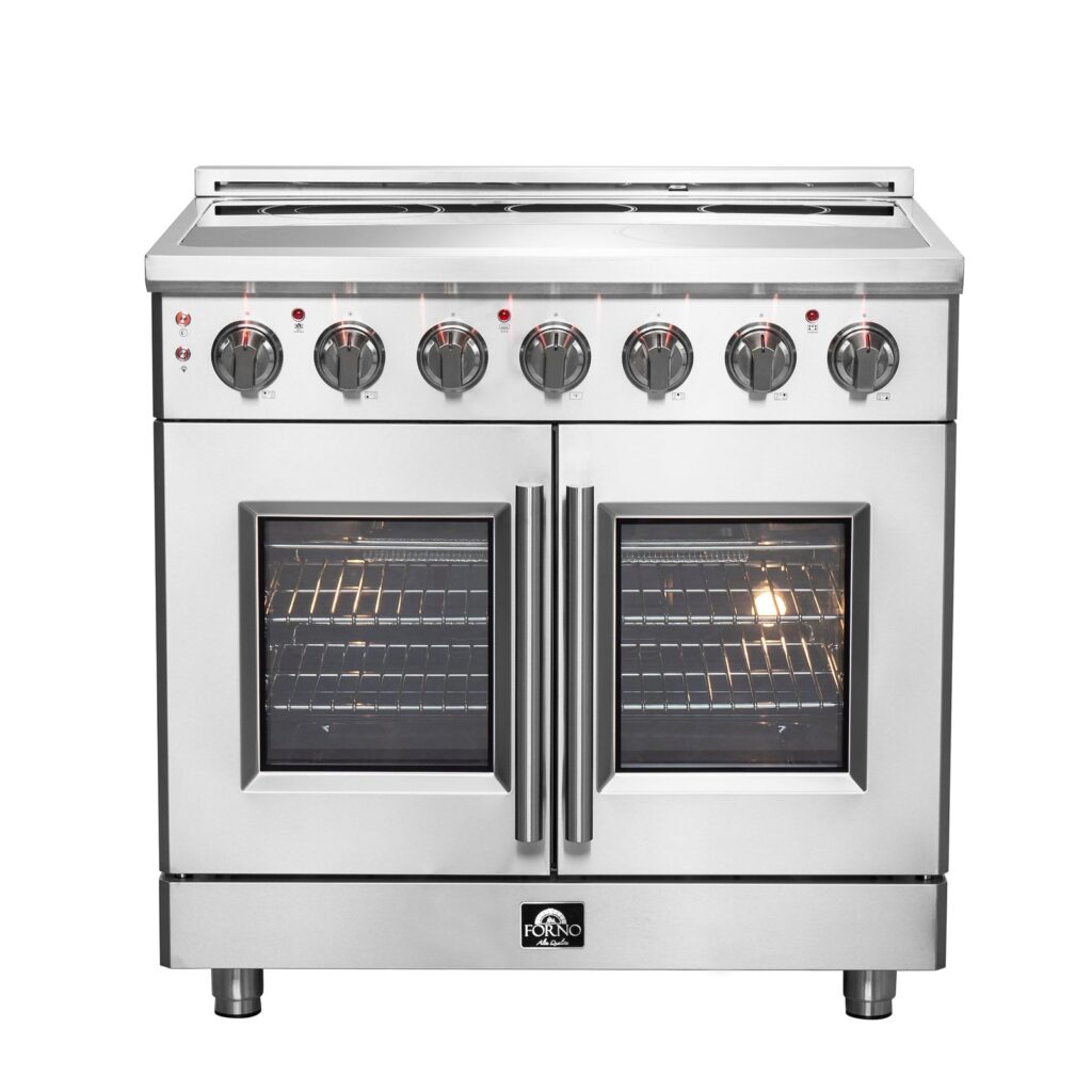 Massimo 36-Inch Freestanding French Door Electric Range, True Convection Oven