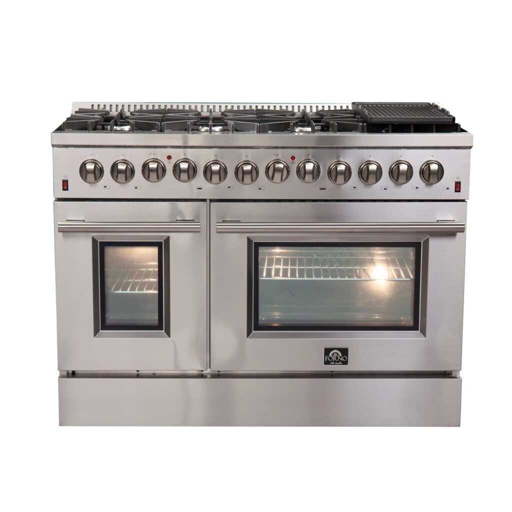 Galiano 48-Inch Freestanding Dual Fuel Range, 8 Burners, Double Convection Ovens