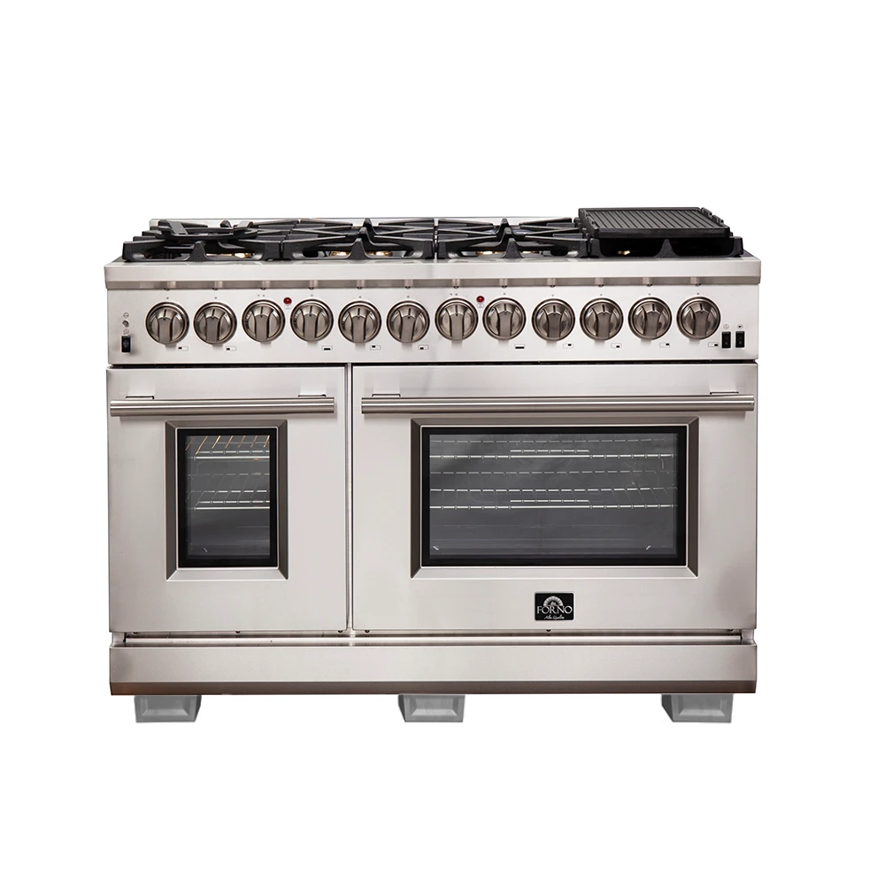 Capriasca 48-Inch Freestanding Dual Fuel Range, 8 Burners, True Convection Oven