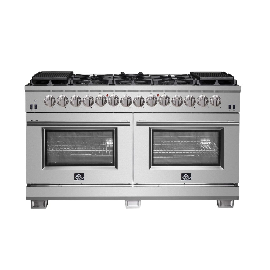 Capriasca 60-Inch Freestanding Dual Fuel Range, 10 Burners, True Convection Oven