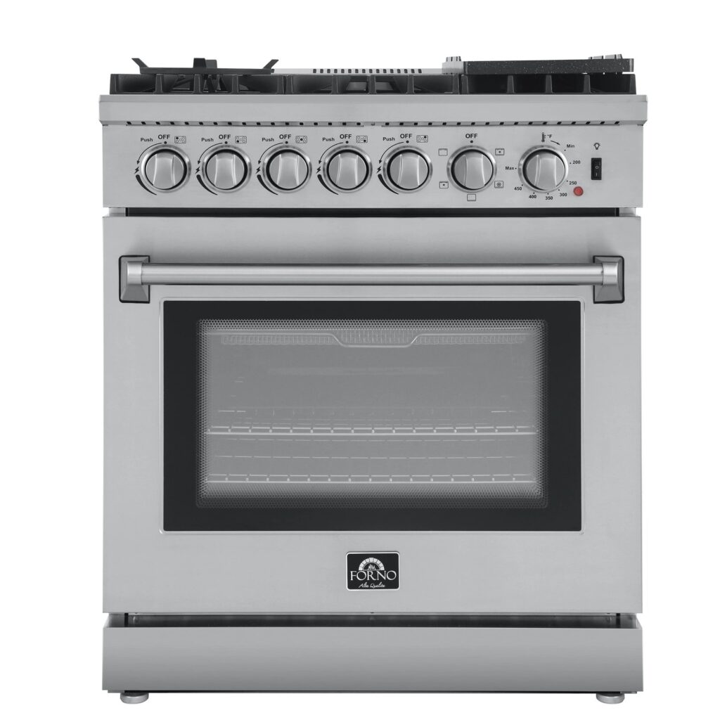 Lazio 30-Inch Freestanding Dual Fuel Range, 5 Burners, True Convection Oven