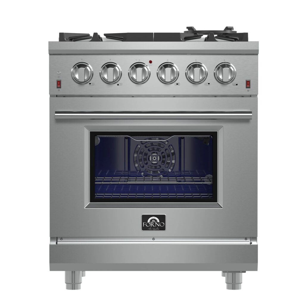 Massimo 30-Inch Freestanding Gas Range, 5 Burners, True Convection Oven