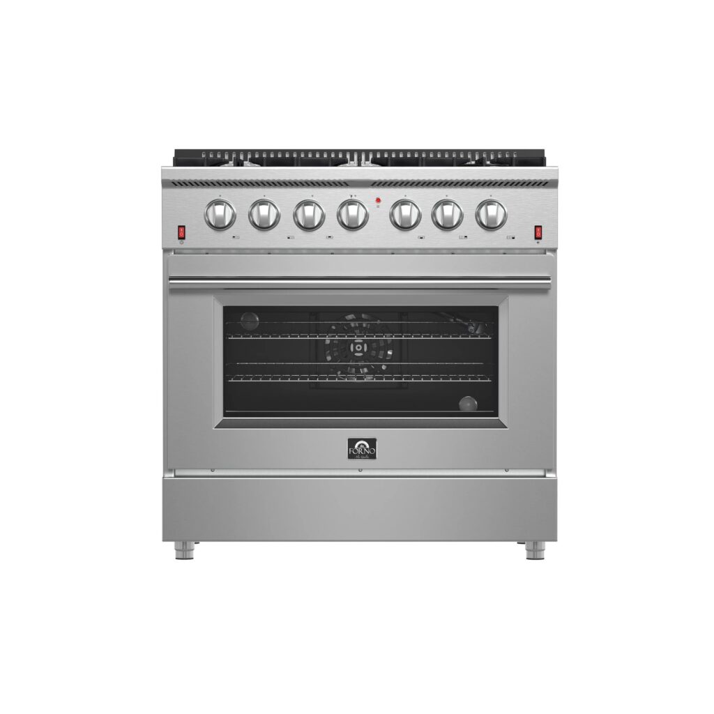 Galiano 36-Inch Freestanding Gas Range, Stainless Steel, 6 Burners, Energy Efficient