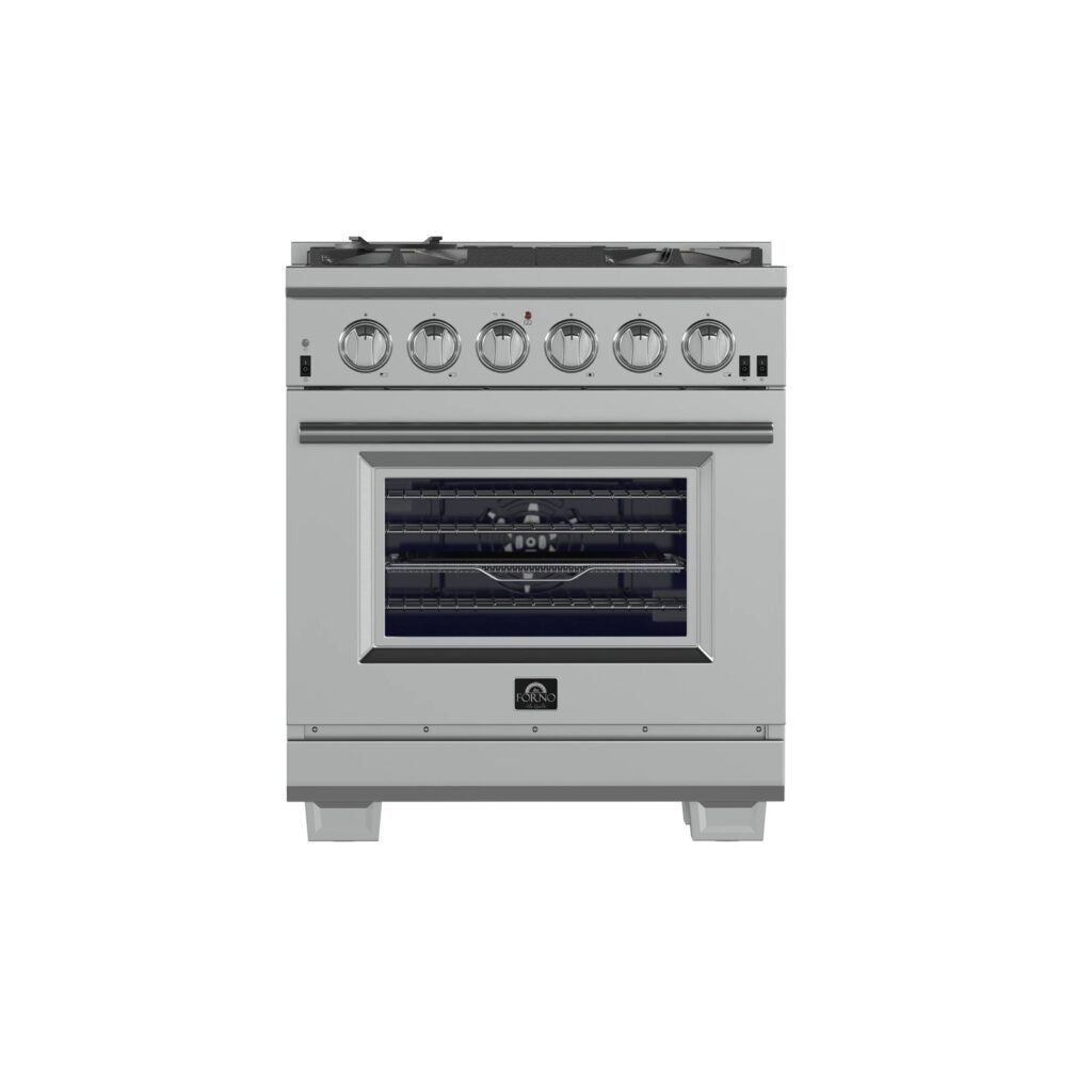 Capriasca 30-Inch Freestanding Gas Range, 4 Burners, True Convection Oven