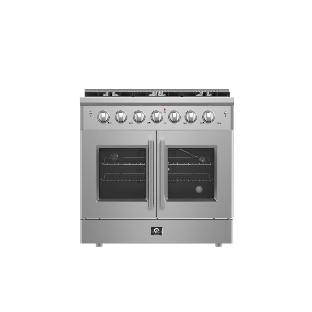Galiano 36-Inch Freestanding French Door Gas Range, 6 Burners, Convection Oven, Energy Efficient