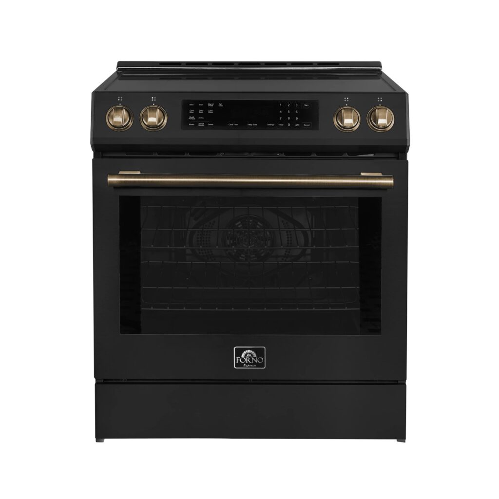 Donatello Espresso 30-Inch Slide-In Induction Range, Convection Oven, 5 Cooking Zones, Touch Control Panel