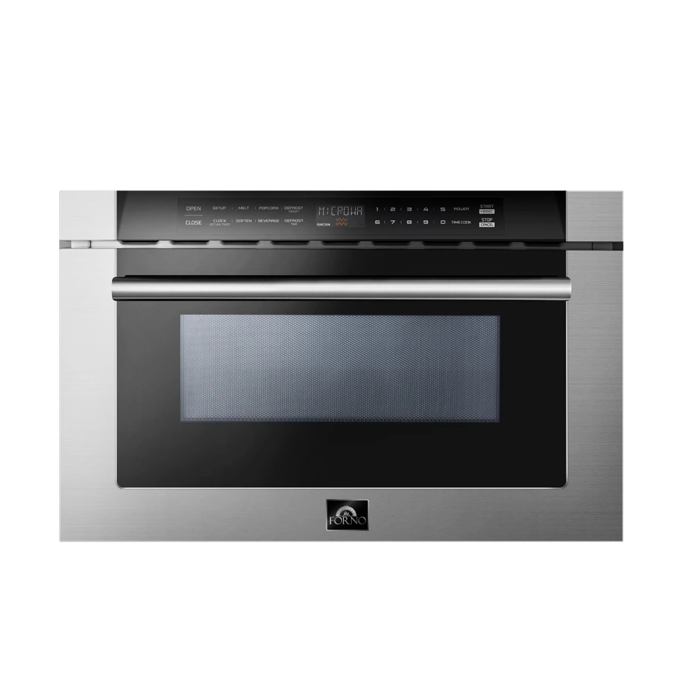 Capoliveri 24-Inch Microwave Drawer, Stainless Steel, 1.2 cu.ft, 1500 Watts, Built-In, Touch Control LCD Display, Auto-Touch Open/Close, 11 Power Levels, Sensor Cooking