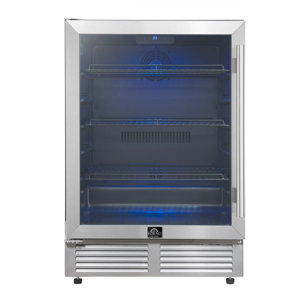 Frescolino 24 Inch Beverage Cooler, , with LED Lighting, Triple Glass Door, 188 Can Capacity, Built-In or Freestanding