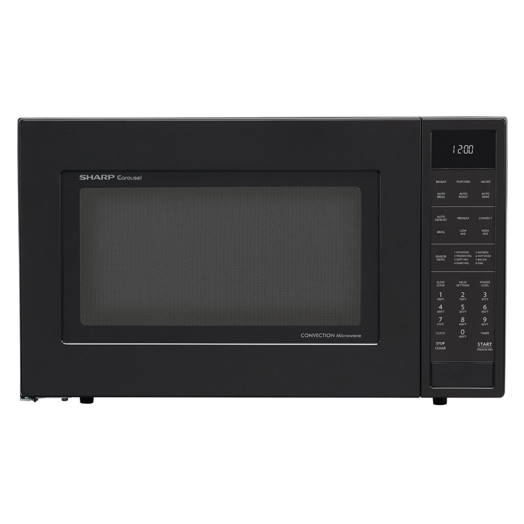 1.5 cu. ft. 900W Sharp Matte Black Carousel Convection Microwave Oven