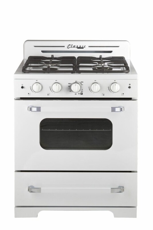 Classic Retro 30 -inch Free-Standing Gas Range with Convection Oven in Marshmallow