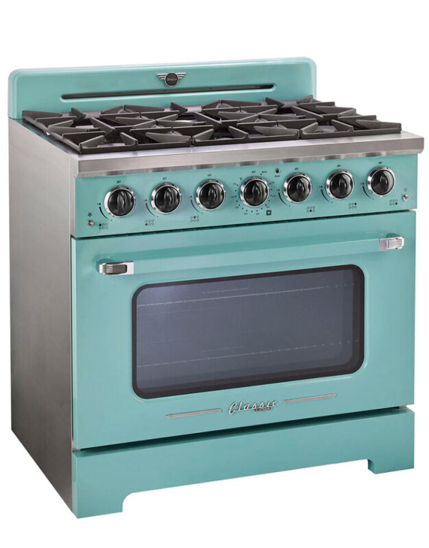 36' Classic Retro Ocean Mist Turquoise Range with FR Triple Crown Burner
