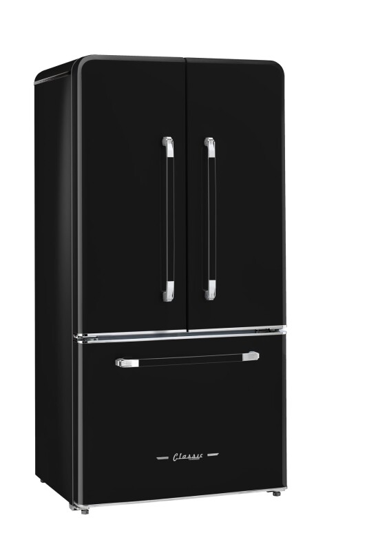 Classic Retro 36-inch 21.4 cu. ft. Frost Free French Door Counter Depth Refrigerator with Built-In Ice Maker in Midnight , ENERGY STAR®
