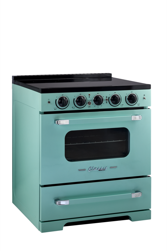 30' Classic Retro Induction Range Ocean Mist Turquoise